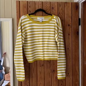 100% Cotton Cropped Striped Sweater. Size L
